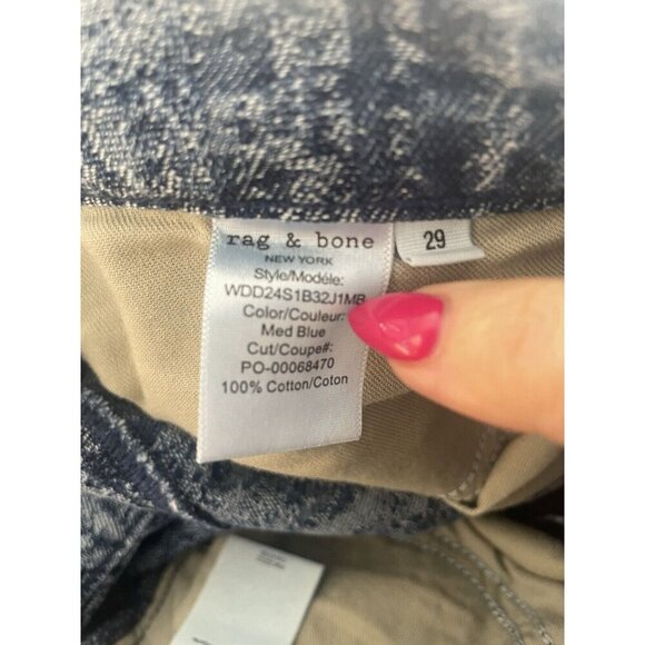 NEW Rag & Bone High Waisted Blue Denim front slit Midi Skirt Size 29 - Picture 5 of 9